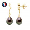 PERLINEA- Boucle d'Oreilles - Perles de Culture de Tahiti- Diamètre 9-10 mm- Bijou Femme- OrJaune