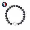 PERLINEA- Bracelet - Perles de Culutre Ronde 7-8 mm Black Tahiti- Bijou Femme- Or Blanc