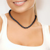 PERLINEA- Collier- Perles de Culture d'Eau Douce Ronde 7-8 mm Black Tahiti- Bijou Femme- Or Blanc