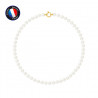 PERLINEA- Collier- Perles de Culture d'Eau Douce Ronde 7-8 mm Blanc- Bijou Femme- OrJaune 