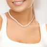 PERLINEA- Collier- Perles de Culture d'Eau Douce Ronde 7-8 mm Blanc- Bijou Femme- OrJaune 
