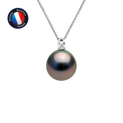 PERLINEA- Collier- Perles de Culture de Tahiti- Diamètre 8-9 mm- Bijou Femme- Or Blanc