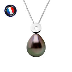 PERLINEA- Collier- Perles de Culture de Tahiti Bouton 8-9 mm- Bijou Femme- Or Blanc
