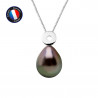 PERLINEA- Collier- Perles de Culture de Tahiti Bouton 8-9 mm- Bijou Femme- Or Blanc