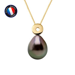 PERLINEA- Collier- Perles de Culture de Tahiti Bouton 8-9 mm- Bijou Femme- OrJaune