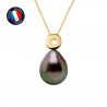 PERLINEA- Collier- Perles de Culture de Tahiti Bouton 8-9 mm- Bijou Femme- OrJaune