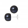 PERLINEA- Boucle d'Oreilles- Perles de Culture d'Eau Douce- Bouton Diamètre 9-10  mm Black Tahiti- Bijou Femme- Or Blanc