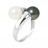 PERLINEA- Bague- Perles de Culture d'Eau Douce et de Tahiti- Ronde Diamètre 8-9 mm Rose  Tahiti- Taille 48 (EU)- Bijou Femme- 