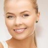 PERLINEA- Boucle d'Oreilles- Perles de Culture d'Eau Douce- Bouton Diamètre 9-10  mm Vert Intense- Bijou Femme- Or Blanc