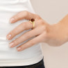 PERLINEA- Bague- Perles de Culture d'Eau Douce- Ronde Diamètre 8-9 mm Chocolat- Taille 48 (EU)- Bijou Femme- OrJaune
