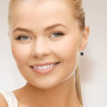 PERLINEA- Boucle d'Oreilles - Perles de Culture d'Eau Douce Ronde 7-8 mm Black Tahiti- Bijou Femme- Or Blanc
