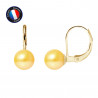 PERLINEA- Boucle d'Oreilles - Perles de Culture d'Eau Douce Ronde 7-8 mm Gold-  Bijou Femme