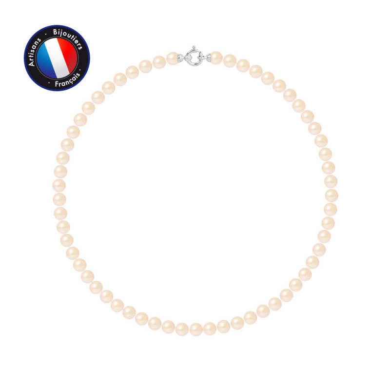 PERLINEA- Collier- Perles de Culture d'Eau Douce Ronde 6-7  mm Gold-  Bijou Femme- Or Blanc