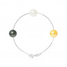PERLINEA- Bracelet- Perles de Culture de Tahiti et- Perle d'Eau Douce Blanc / Gold- Diamètre 9-10 mm- Bijou Femme