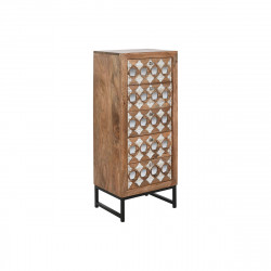 Caisson à Tiroirs Home ESPRIT Marron Noir Argenté Bois de manguier Miroir Indien 45 x 35 x 105 cm